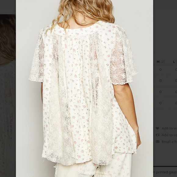 🎁 POL “Venice” POl Printed Gauze Top with Ruffle and Pearl Detail 56 - Picture 3 of 4